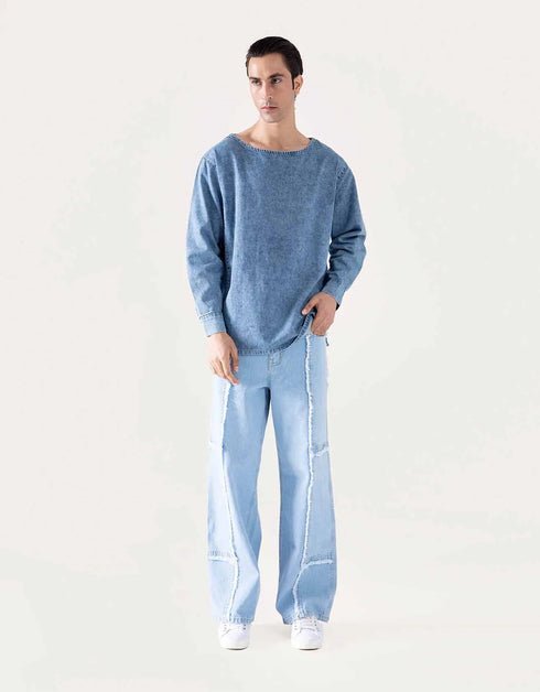 DENIM CREW NECK SHIRT